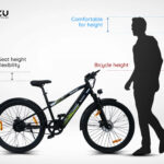 nexzu electric bicycle rompus+ model black height check with reference to man standing