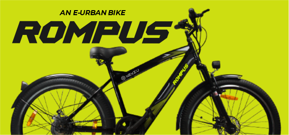 black coloured nexzu electric bicycle rompus+ model