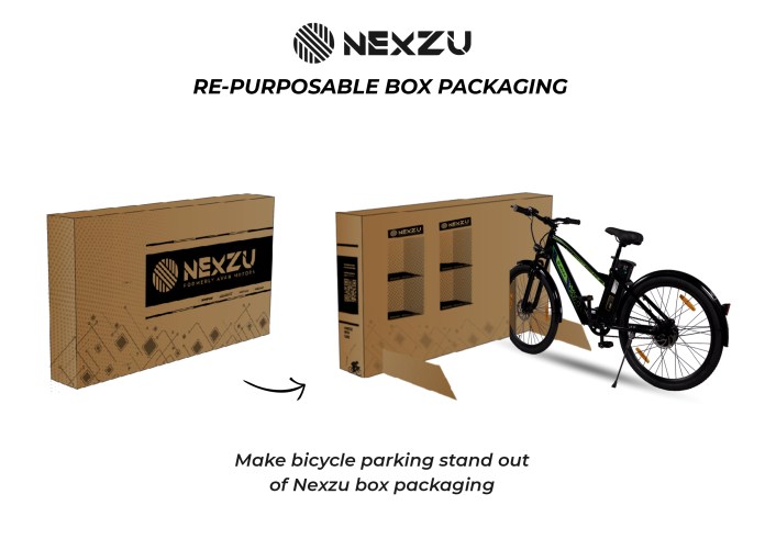 re-purposable box packaging for bicycle